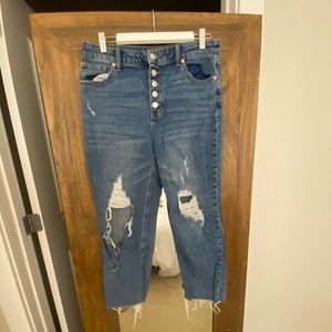 Wild Fable Distressed High Rise Straight Ankle Denim